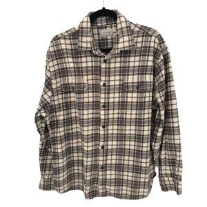 Jachs Mens Brown & Beige Cotton Plaid Button-Up Flannel Shirt Size XL